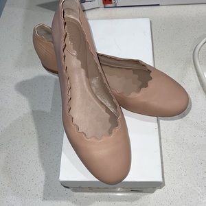 Chloe Lambskin leather scalloped flats